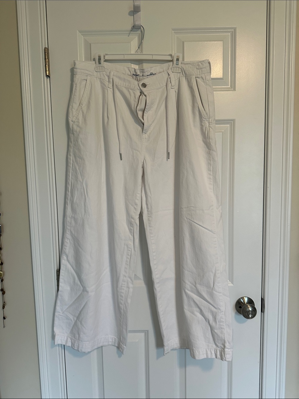 Old Navy White Drawstring Chinos